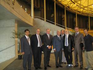 From the left side: Hiroshi Hirano - President of the B.I.U., Enric Rubio - General Secretary of the B.I.U., Hein Verbruggen - President of the UCI, Juan Antonio Samaranch, Peter Fisch - Swiss Cycling Federation, Pere Pi - Originator of BikeTrial, Libor Musil - President of the E.B.U., Johan Lindstrm - Sports Coordinator - BMX / Trials